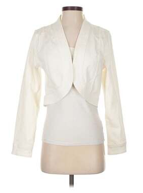 Soft Surroundings White Ultimate Denim Bolero Shrug Cropped Jacket